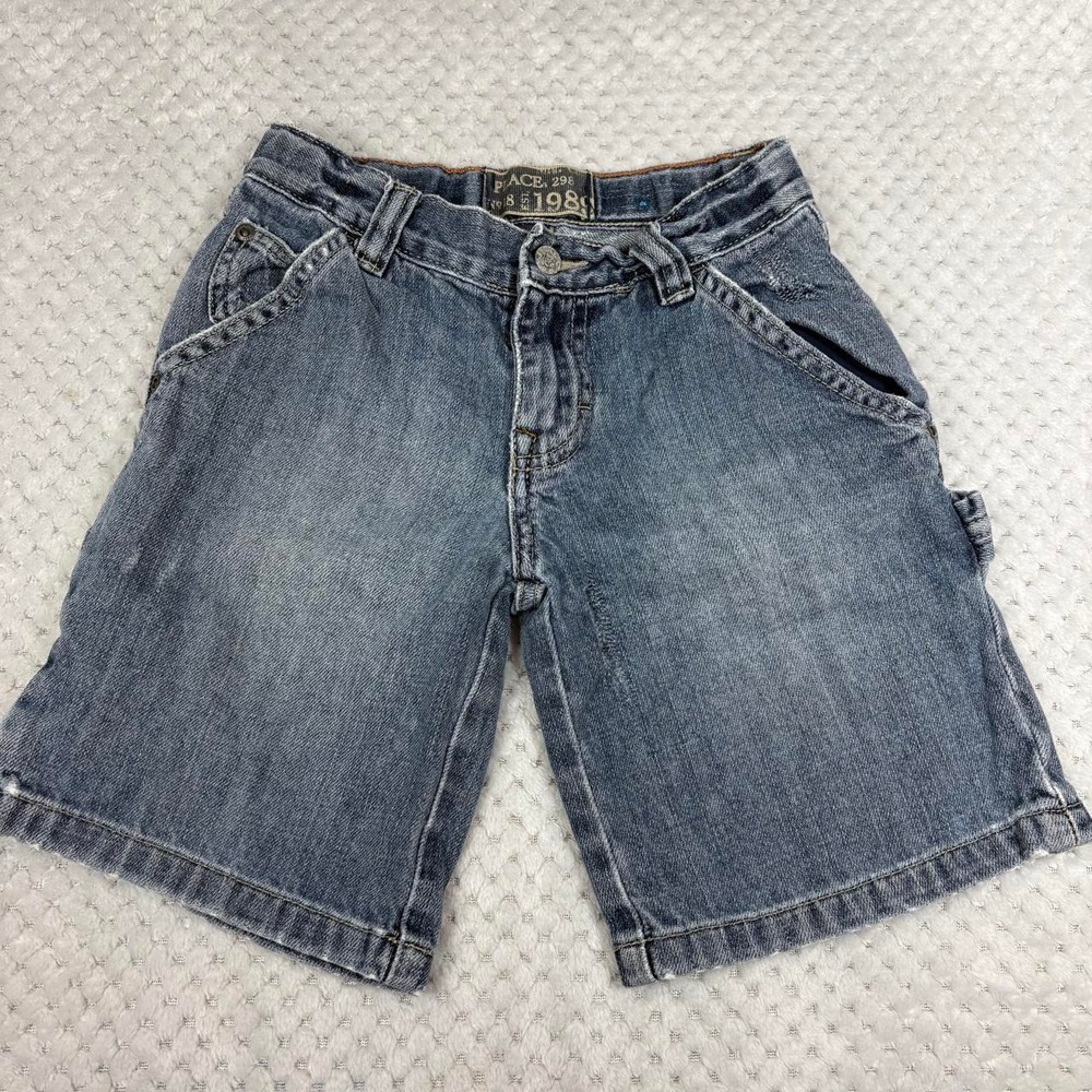 Place 291 Distressed Denim Carpenter Shorts Blue Vintage Vibe Boys Size 6